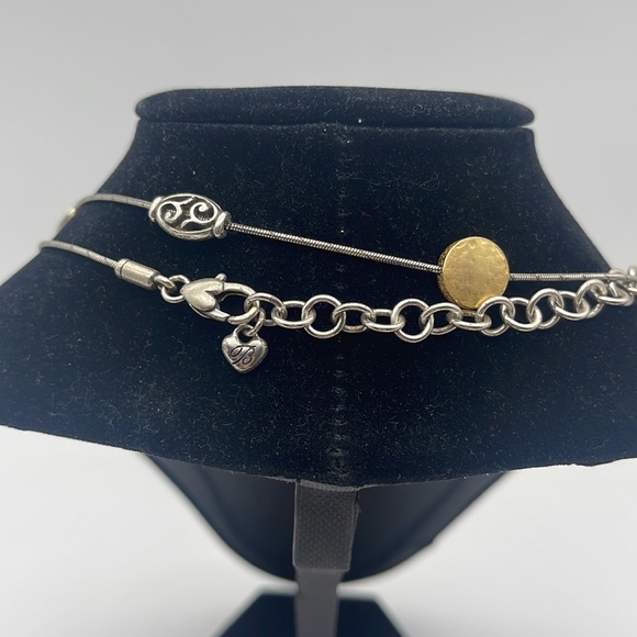 Brighton Mediterranean Long Necklace Chain Hammered Gold & Silver Adjustable - Picture 4 of 6